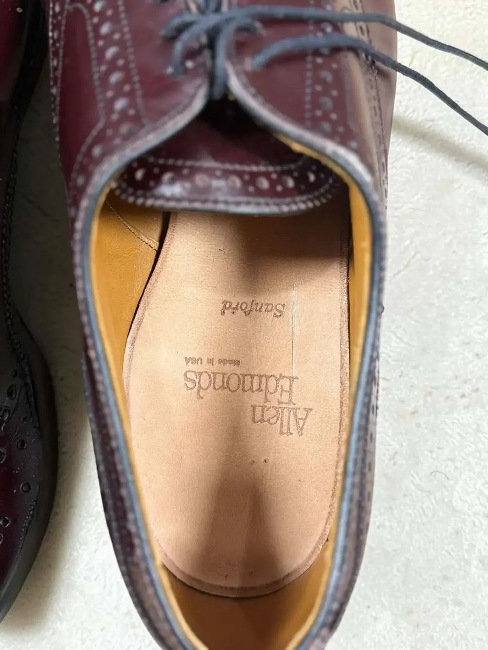 Allen Edmonds Sanford Burgundy Leather Cap-Toe Brogue Derby Dress Shoes Sz 9 D